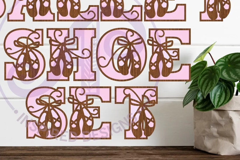 Σετ των 3 Intra απο ξύλο plywood 3mm-4mm πάχος Παπούτσια μπαλέτου Letters Alphabet X 26 Δίασταση 5x5 cm INTRAFABR-90850762