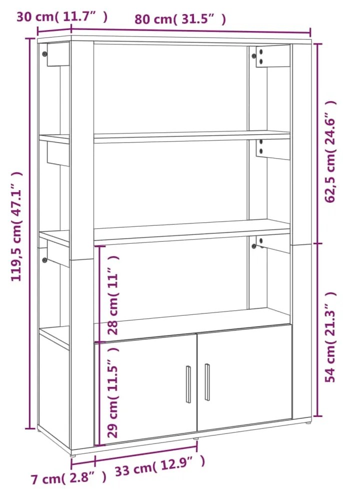 Ντουλάπι Καφέ Δρυς 80x30x119,5 εκ. από Επεξεργασμένο Ξύλο - Καφέ