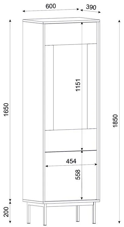 Βιτρίνα Trodel Fylliana Γκρί - Γκρί Δρύς 60*40*185 εκ. 60x40x185 εκ.