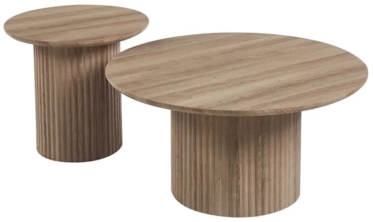 WOODWELL Ε7694,S2DIAZ Set-2 Τραπεζάκια Σαλονιού-Καθιστικού, ΜDF Απόχρωση Sonoma Φ.50 H.45cm + Φ.80 H.40cm Ε7694,S2