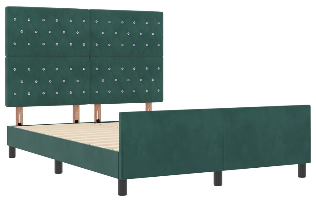 vidaXL Σκελετός Κρεβατιού Σκούρο πράσινο 160 x 200 cm Βελούδο