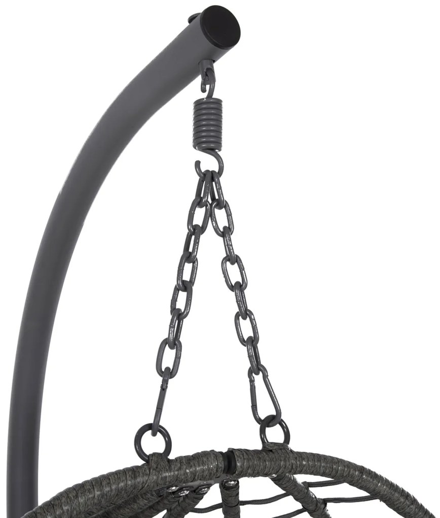 ΚΡΕΜΑΣΤΗ ΠΟΛΥΘΡΟΝΑ ΦΩΛΙΑ MILLIE  ΜΕΤΑΛΛΟ-ΣΥΝΘ.RATTAN ΓΚΡΙ 90x75x190Υεκ.