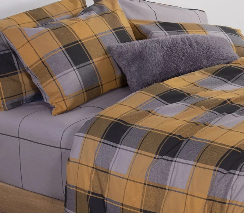 Σετ Σεντόνια King Size Με Λάστιχο Julius Yellow/Grey 1x(270x270) + 1x(180x200+35) + 2x(52x72) - Nef-Nef Homeware