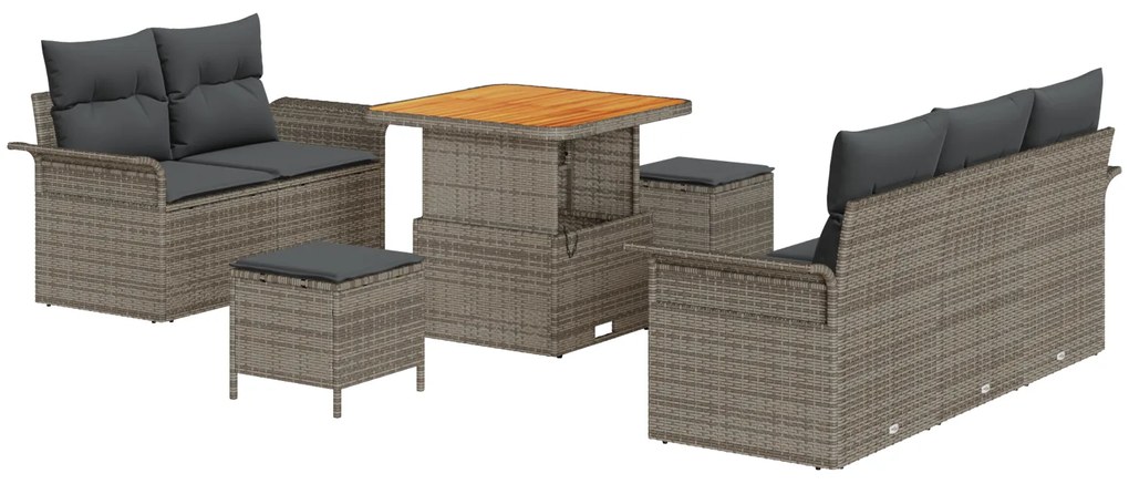 vidaXL Σετ Καναπέ Κήπου Ρυθμιζόμενο ύψος 8 pcs Γκρι συνθετικό ρατάν