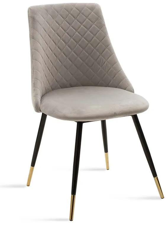 Καρέκλα Giselle pakoworld βελούδο γκρι-μαύρο χρυσό πόδι Model: 096-000013
