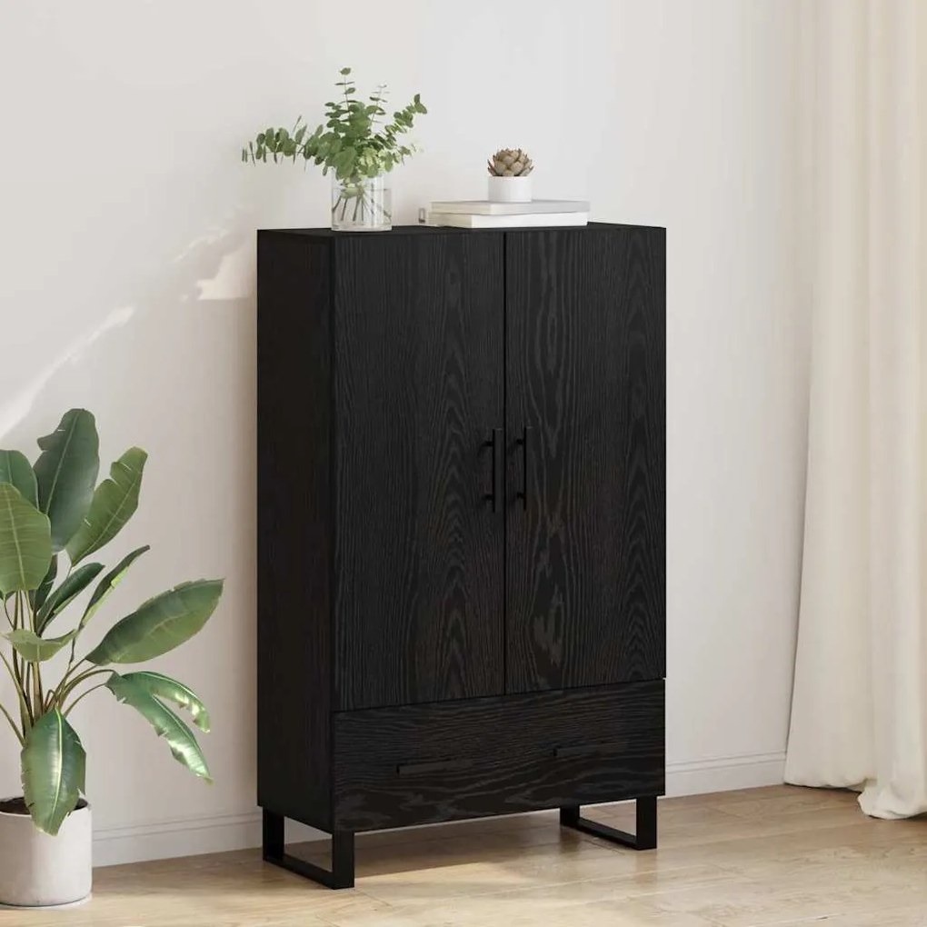 Highboard Μαύρη Οξυά 69,5 x 30 x 115 εκ Επεξεργασμένο ξύλο