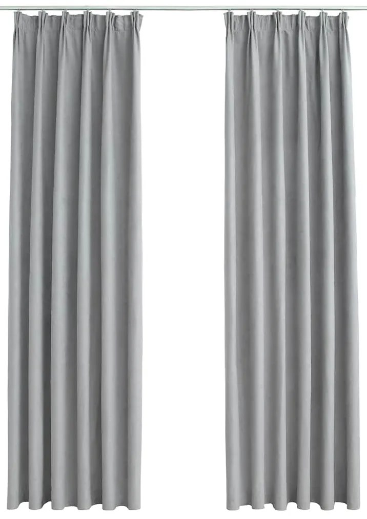 vidaXL Κουρτίνες Συσκότισης με Γάντζους 2 τεμ. Γκρι 140 x 225 εκ.