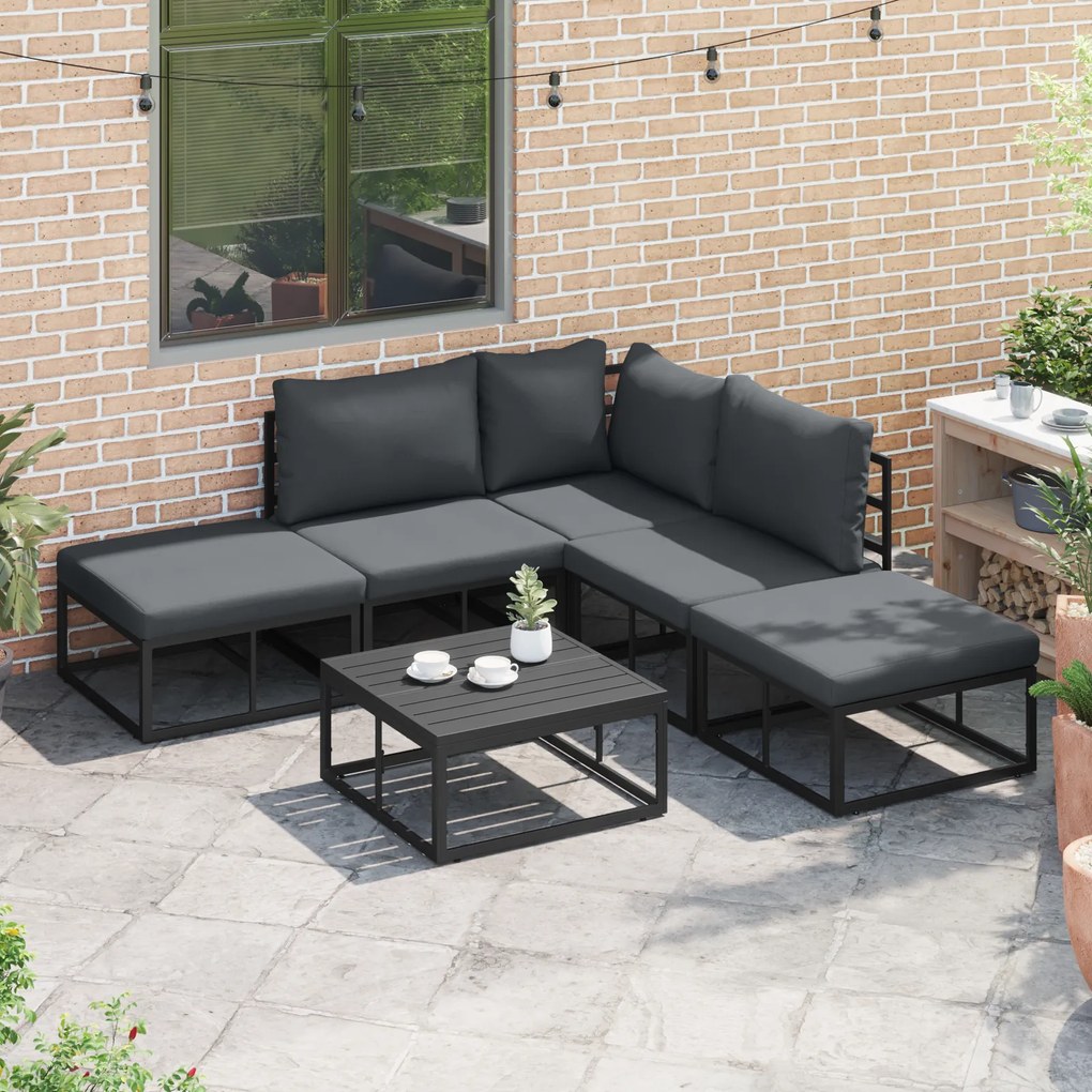 vidaXL Σετ Καναπέ Κήπου 6 pcs Μαύρο 70 x 70 x 32 εκ Αλουμίνιο