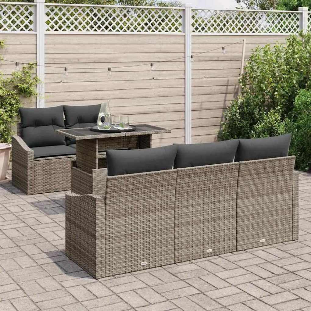 vidaXL Σετ Καναπέ Κήπου με μαξιλάρι 6 pcs Γκρι 100 x 55 x 73 εκ
