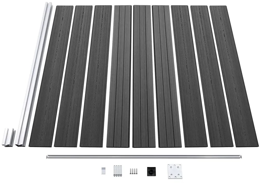vidaXL Σετ Πάνελ Περίφραξης Μαύρο 1138 x (105-186) εκ. από WPC