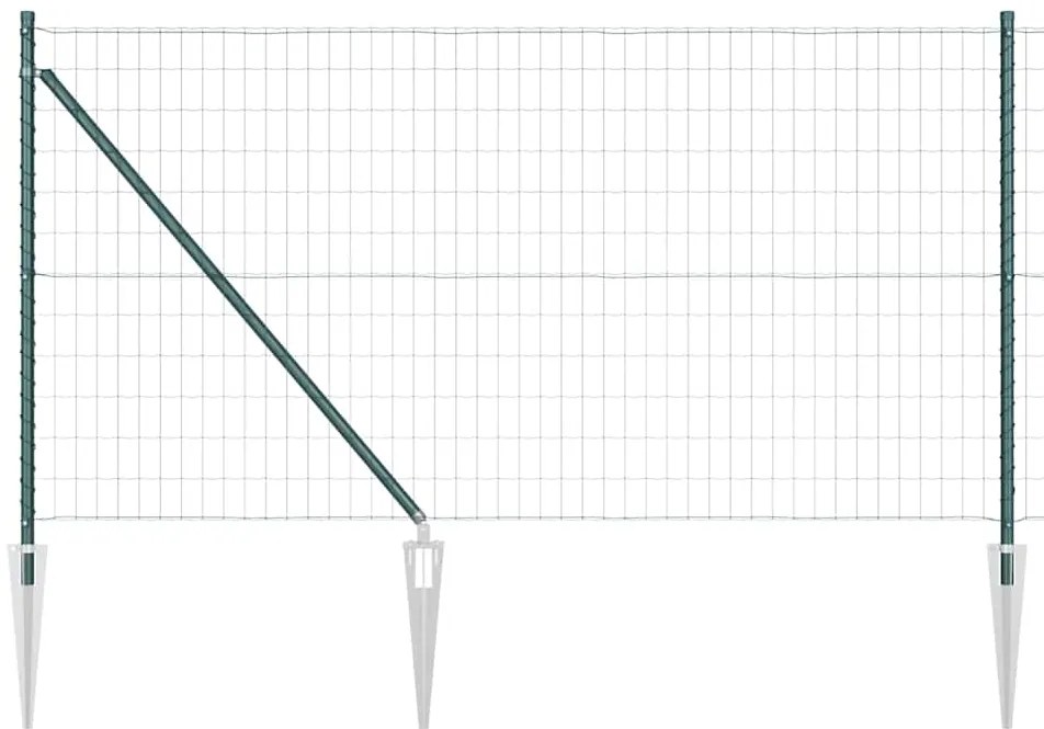 vidaXL Φράχτης με Στήλες. Πράσινο 1 x 25 m Ατσάλι