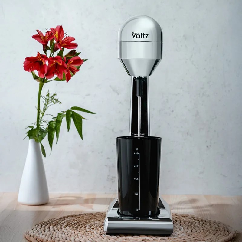 Επιτραπέζια φραπεδιέρα Oliver Voltz OV51163D, 100W, 2 ταχύτητες, Ανοξείδωτος αναδευτήρας, Ανοξείδωτο/μαύρο
