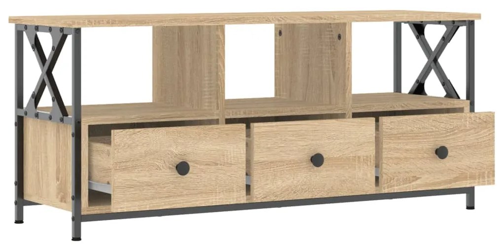 vidaXL Έπιπλο Τηλεόρασης Sonoma Δρυς 102x33x45 εκ. Επεξ. Ξύλο/Σίδερο