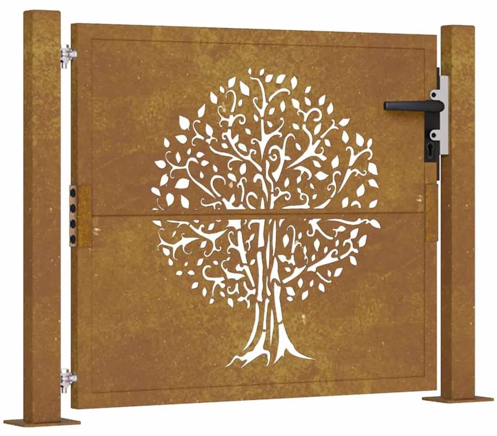 vidaXL Πόρτα Κήπου με Σχέδιο Δέντρου από Ατσάλι Corten 100x75 εκ.