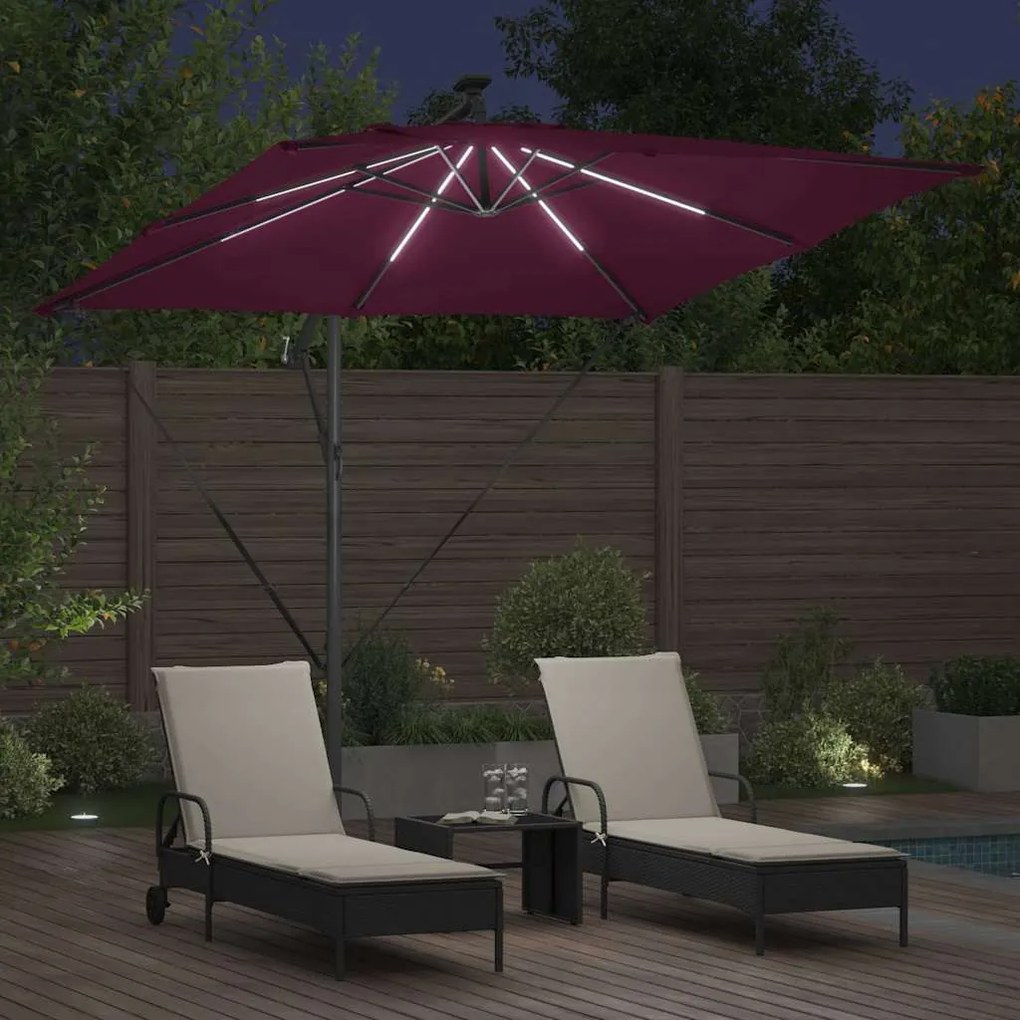 vidaXL Ομπρέλα Cantilever Banana Μπορντό 249 x 249 x 250 εκ.