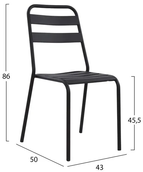 ΚΑΡΕΚΛΑ ΜΕΤΑΛΛΙΚΗ ΜΑΥΡΗ JASON HM5177.01 43x50x86cm - 0614687 - HM5177.01