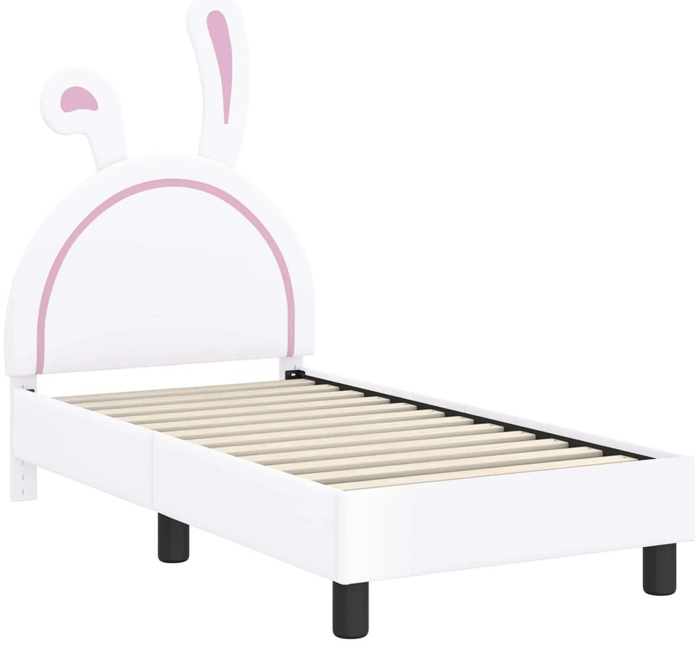 vidaXL Κρεβατική βάση για παιδιά με προσκέφαλο Λευκό 70 x 140 cm PU