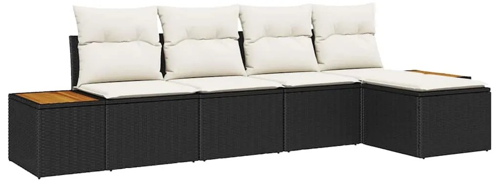 vidaXL Σετ Καναπέ Κήπου με μαξιλάρι 5 pcs Μαύρο Πολυ ράταν