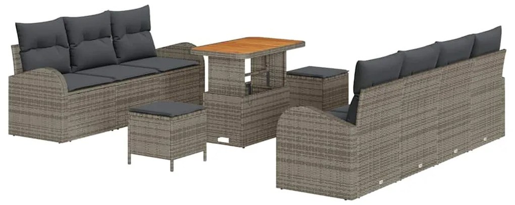vidaXL Σετ Καναπέ Κήπου με μαξιλάρι 10 pcs Γκρι 90 x 55 x 71 cm