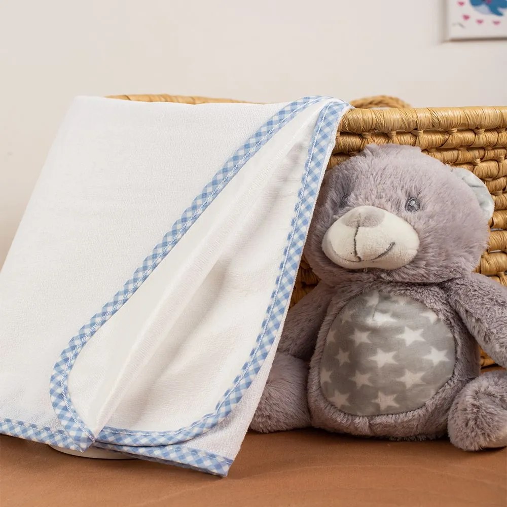 Σελτεδάκι Βρεφικό Αδιάβροχο 32 White-Ciel DimCol 67x90cm 100% Cotton