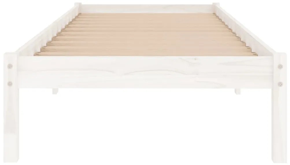 vidaXL Πλαίσιο Κρεβατιού Λευκό 75x190 εκ. Μασίφ Ξύλο Small Single