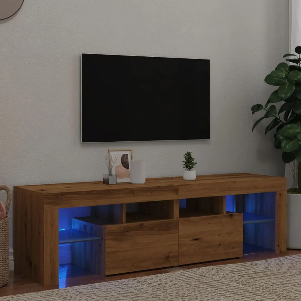 Έπιπλο Τηλεόρασης με LED Αρτισιανή Δρυς 140x36,5x40εκ Επεξ.Ξύλο