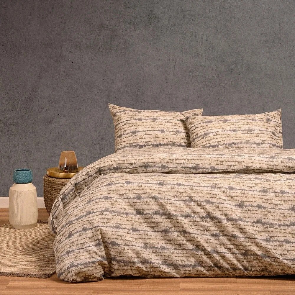 Παπλωματοθήκη Φανελένια Ezra Grey Melinen Υπέρδιπλo 225x245cm 100% Cotton Flannel