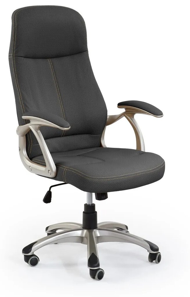 Καρέκλα γραφείου Houston 190, Μαύρο, 111x61x70cm, 14 kg, Με ρόδες, Με μπράτσα, Μηχανισμός καρέκλας: Κλίση | Epipla1.gr