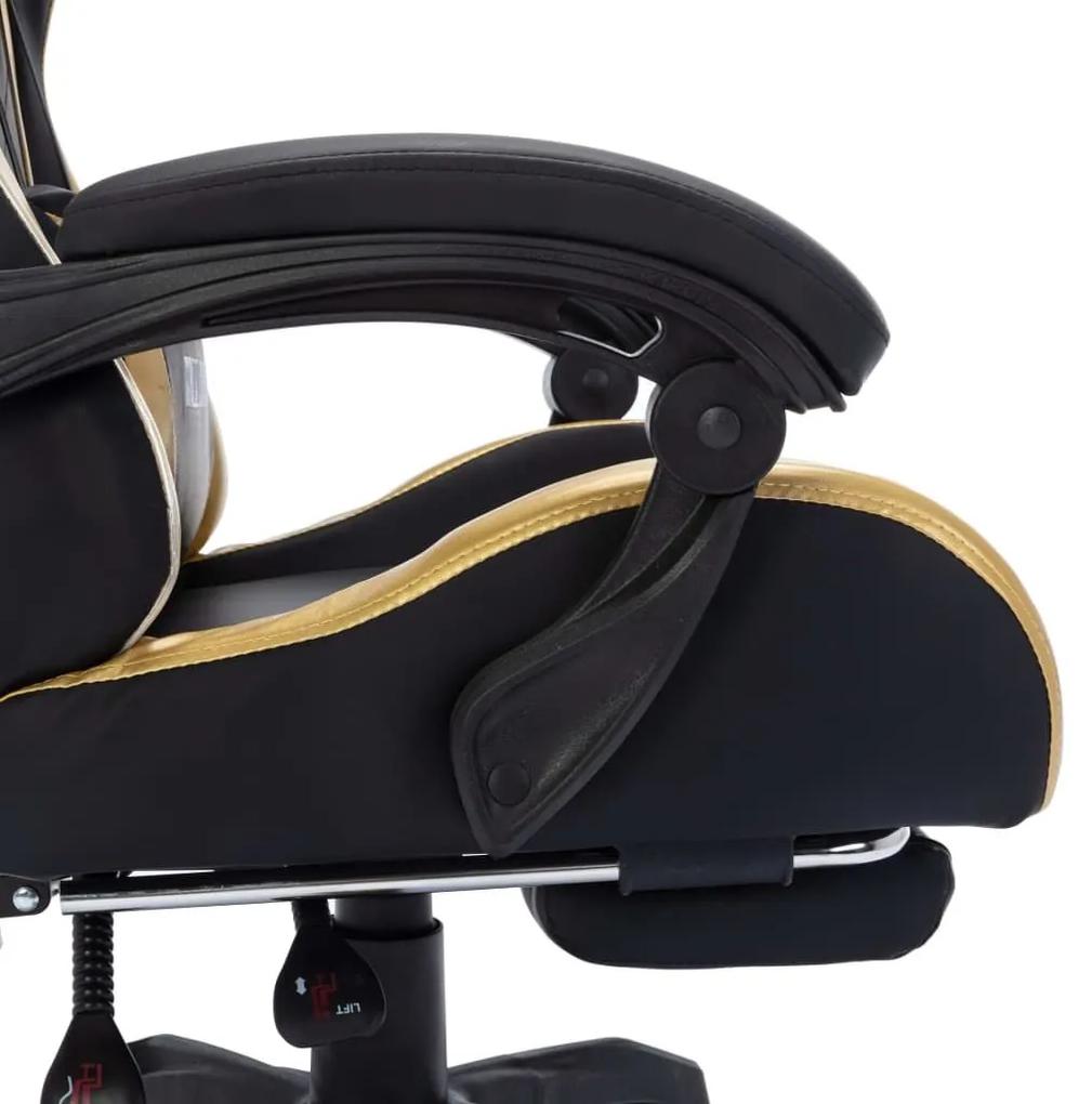 Καρέκλα Racing με Φωτισμό RGB LED Χρυσό/Μαύρο Συνθετικό Δέρμα - Πολύχρωμο