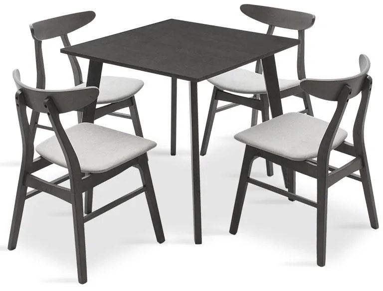 Tραπεζαρία Benson - Orlean σετ 5τμχ rustic grey - ύφασμα γκρι 80x80x75εκ 80x80x75 εκ.