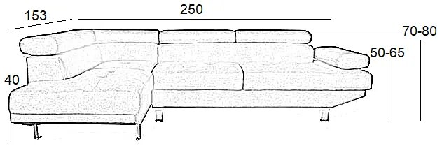 Καναπές Δεξιά Γωνία Corner Γκρι Ύφασμα 250X153X70/84εκ.