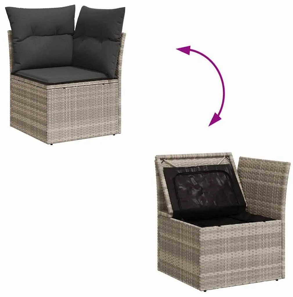 vidaXL Σετ Καναπέ Κήπου με μαξιλάρι 8 pcs Ανοιχτό γκρι Πολυ ράταν