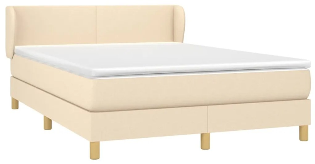 vidaXL Κρεβάτι Boxspring με Στρώμα Κρεμ 140x190 εκ. Υφασμάτινο