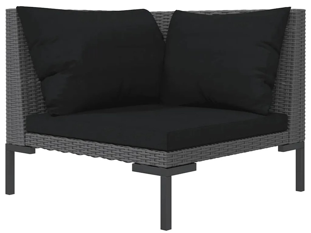 vidaXL Καναπές Κήπου από Ημικυκλικό Συνθετικό Ρατάν με Μαξιλάρια