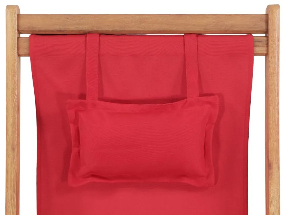 vidaXL Σεζλόνγκ Πτυσσόμενη Κόκκινη Υφασμάτινη / Ξύλινος Σκελετός
