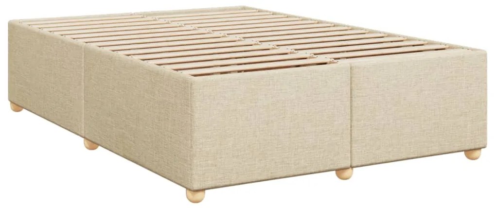 vidaXL Κρεβάτι Boxspring με Στρώμα Κρεμ 140x200 εκ. Υφασμάτινο