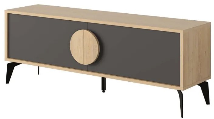 Έπιπλο τηλεόρασης Gora Megapap χρώμα sapphire oak - silky black 140x35,6x51εκ. - GP037-0249,1