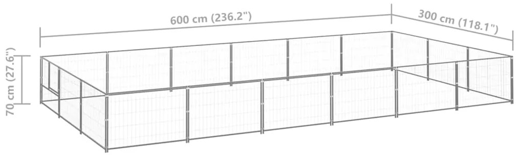 vidaXL Σπιτάκι Σκύλου Ασημί 18 μ² Ατσάλινο