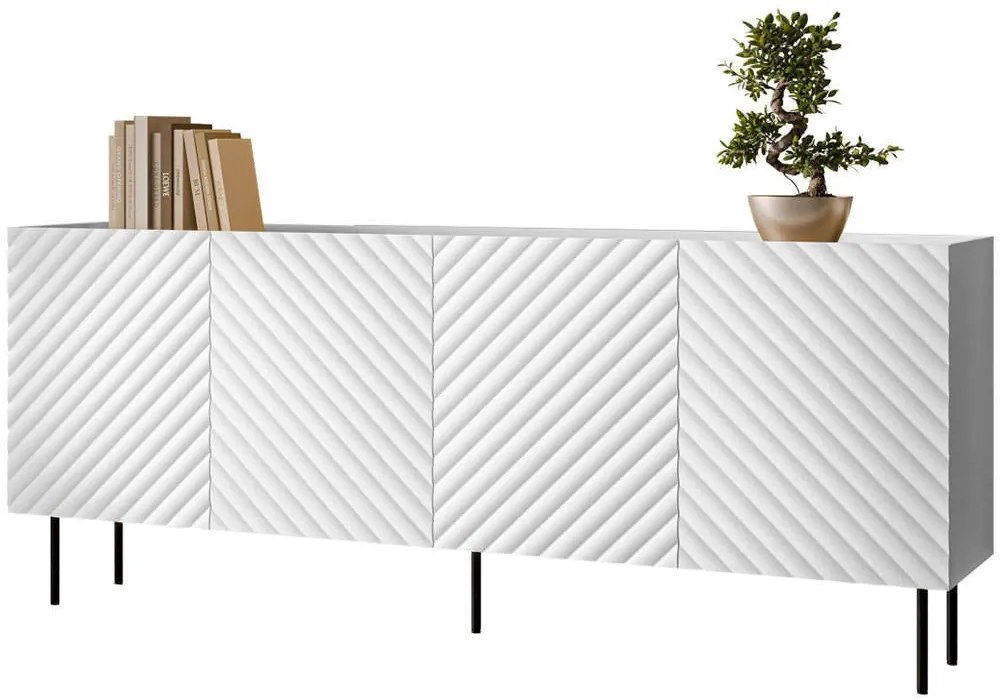 Μπουφές Lucca Plus 162780019 200x80x40cm White-Black Μοριοσανίδα, Μέταλλο