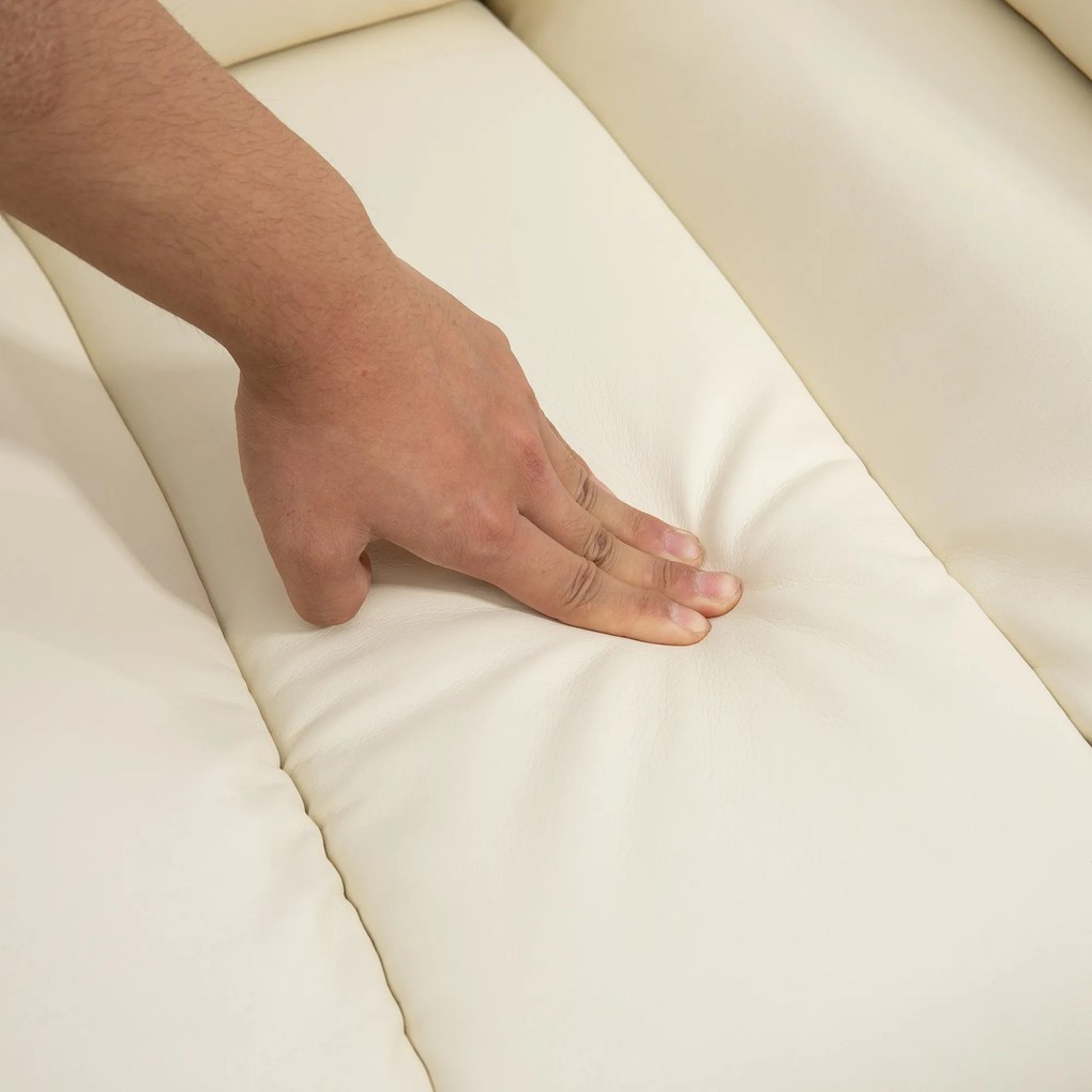 HOMCOM Πολυθρόνα Relax με Βοήθεια Ανύψωσης, περιλαμβάνει Υποπόδιο και Προσκέφαλο, 1 Τηλεχειριστήριο, Κρεμ Λευκό