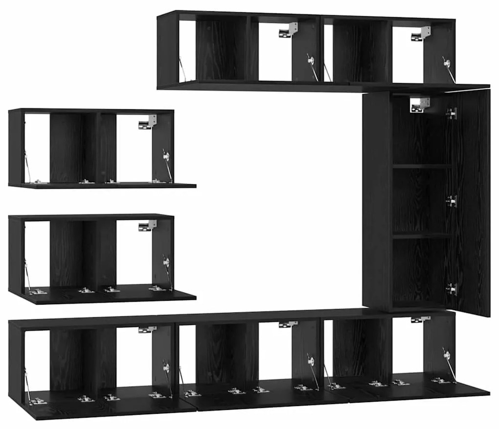 vidaXL Σετ επίπλου τηλεόρασης 8 pcs Μαύρη Οξυά Επεξεργασμένο ξύλο