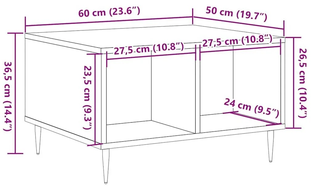 Τραπεζάκι σαλονιού Artisan Oak 60x50x36,5cm Κατασκευασμένο ξύλο - Καφέ