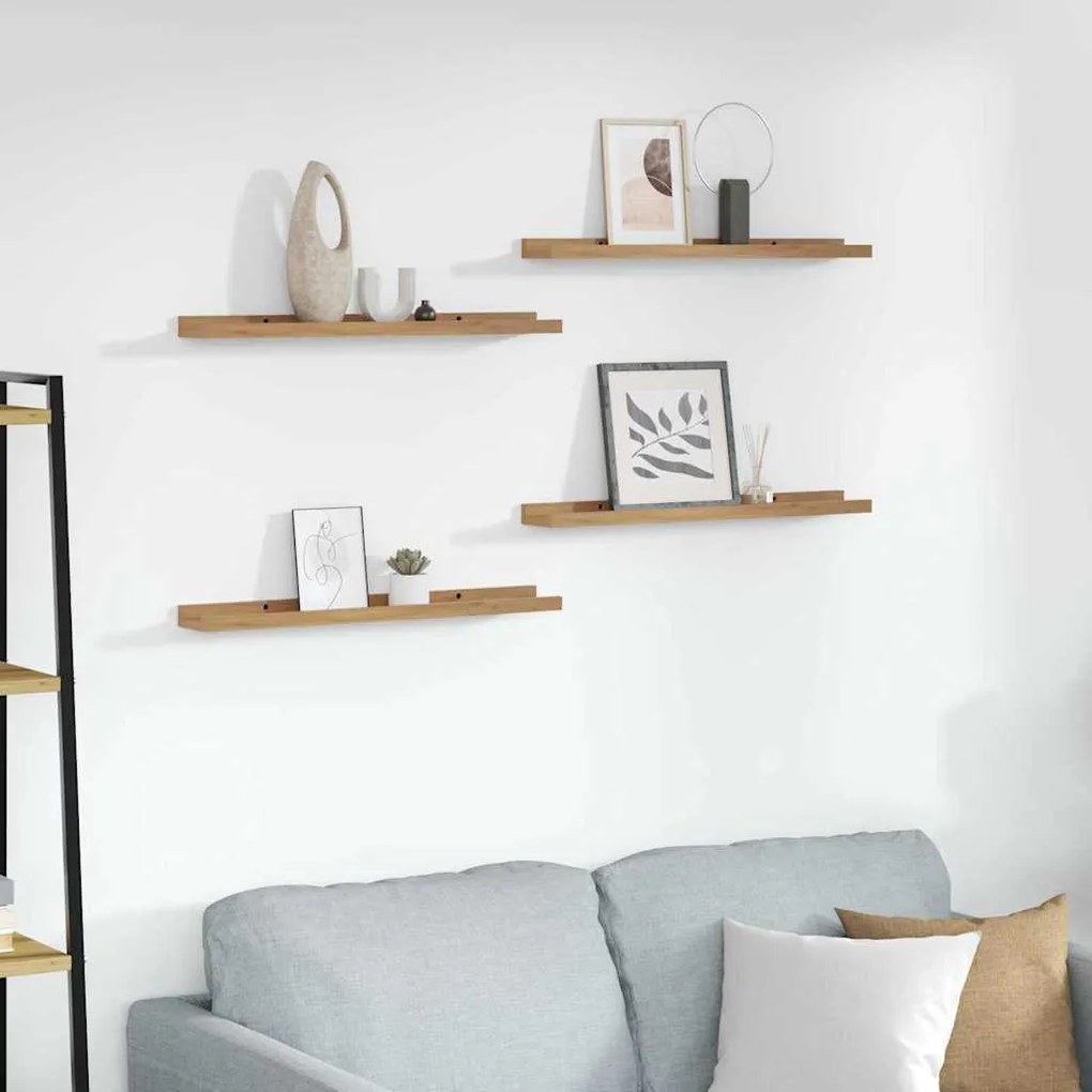 Ράφι Τοίχου με ράφι 4 pcs Καφέ 60 x 9 x 3 cm Επεξεργασμένο ξύλο
