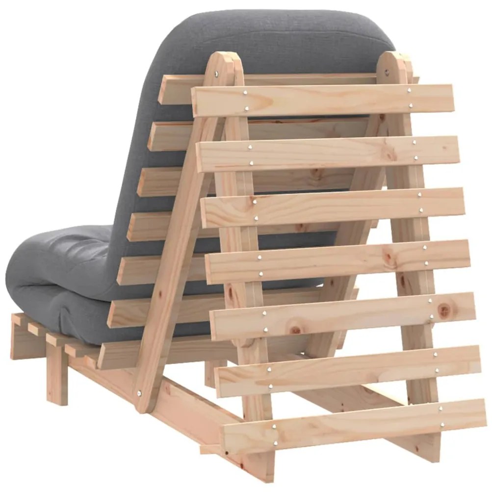 vidaXL Καναπές Κρεβάτι Futon με Στρώμα 60x206x11 εκ. Μασίφ Ξύλο Πεύκου