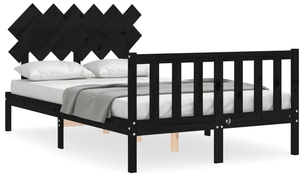 Πλαίσιο Κρεβατιού με Κεφαλάρι Μαύρο 120x200 εκ. Μασίφ Ξύλο - Μαύρο