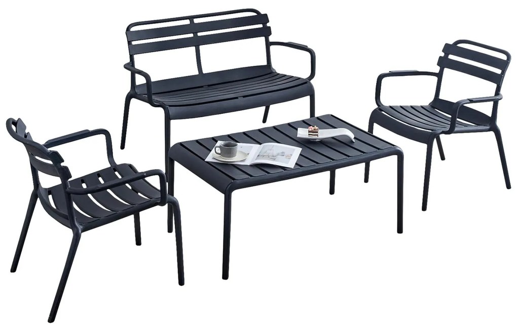 Σετ κήπου Σαλόνι KORVER C21096.02 4 τμχ. Πολυπροπυλένιο Μαύρο 115x45x76 εκ.