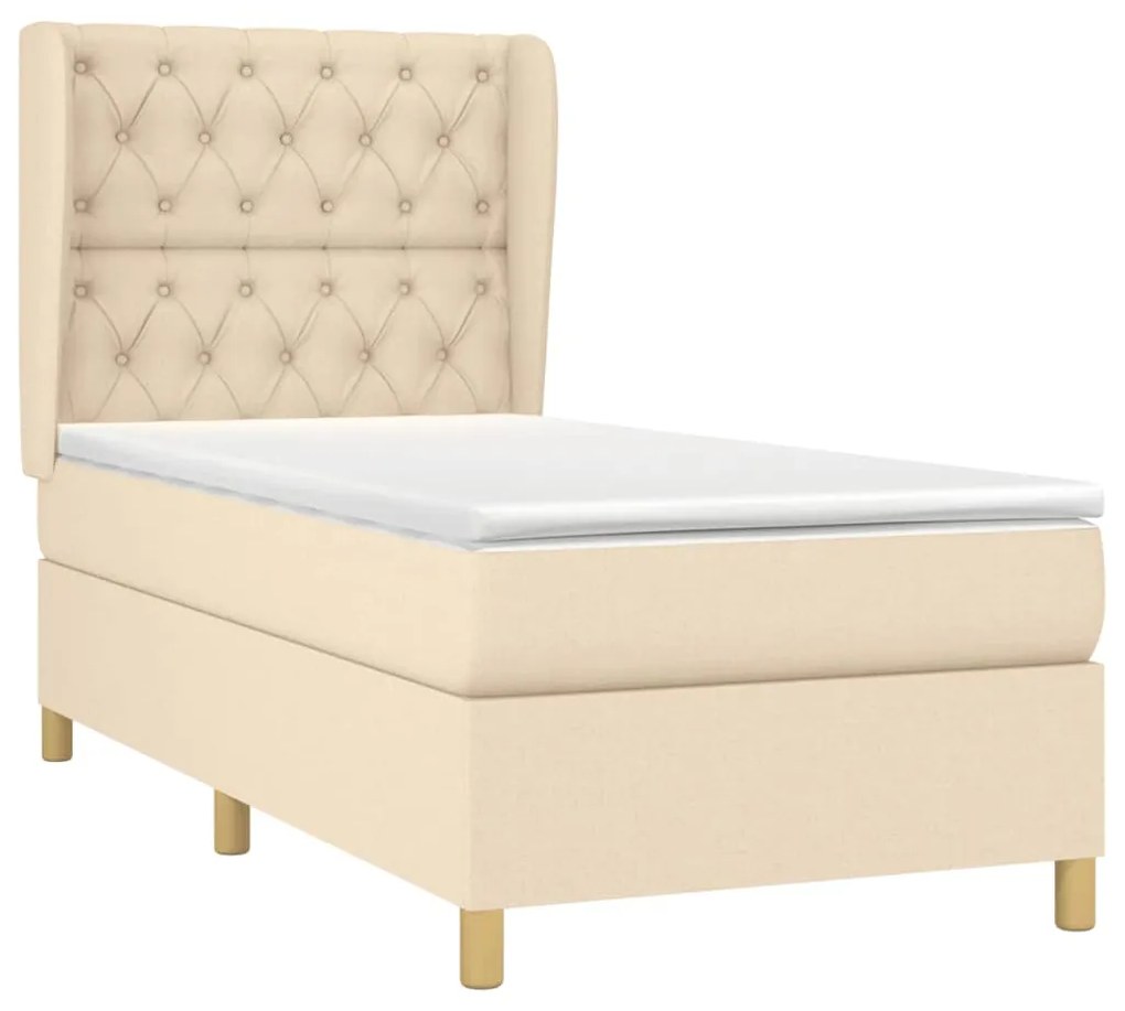 vidaXL Κρεβάτι Boxspring με Στρώμα Κρεμ 80 x 200 εκ. Υφασμάτινο