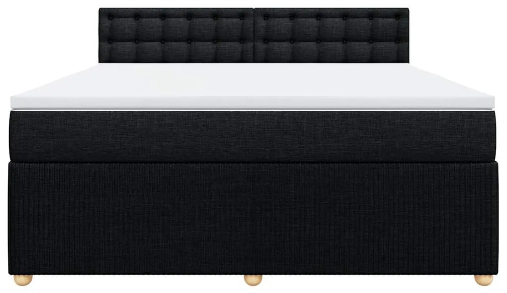 vidaXL Κρεβάτι Boxspring με Στρώμα Μαύρο 180x200 εκ. Υφασμάτινο