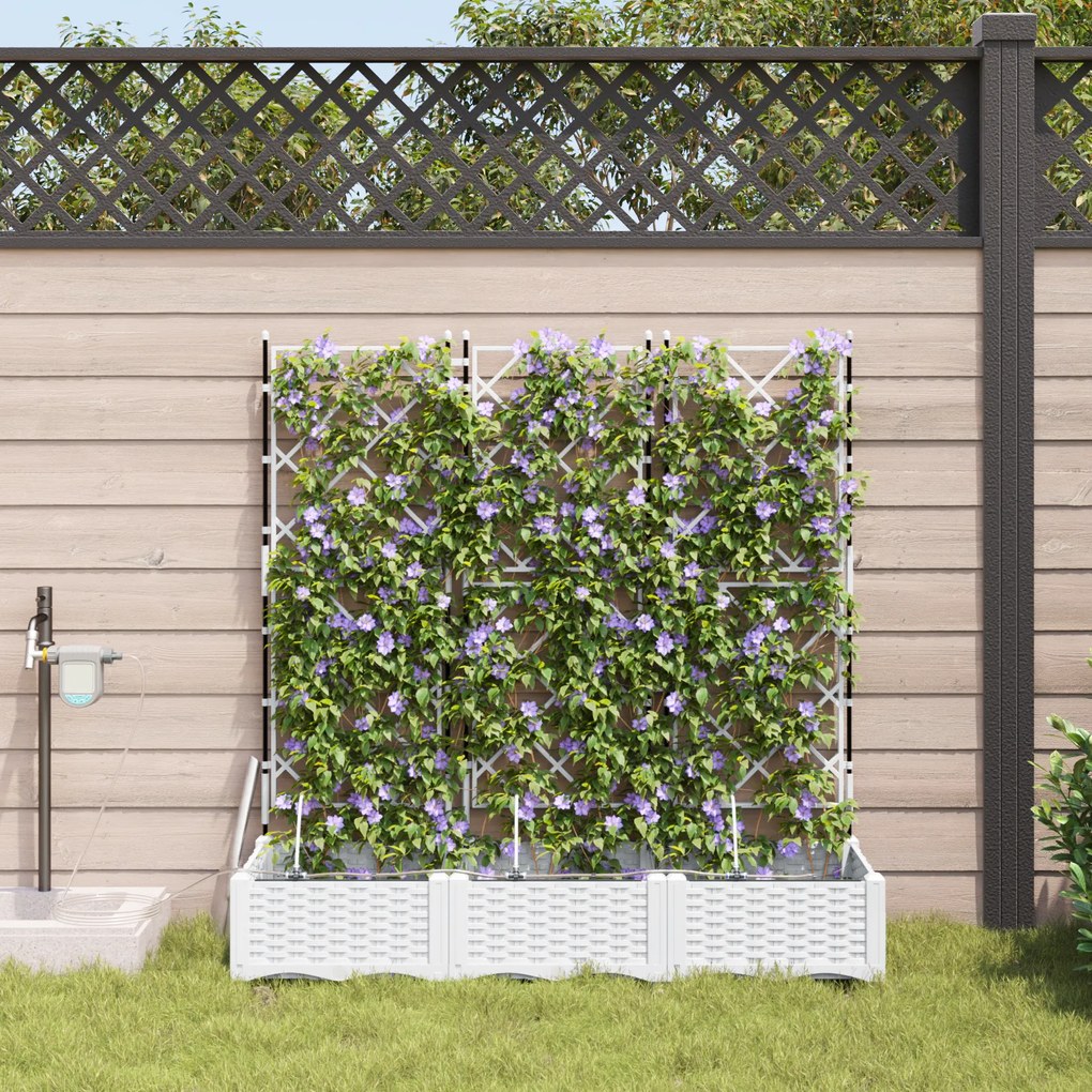 vidaXL Γλάστρες Κήπου 1 τεμ Καφασωτό Λευκό 120 x 40 x 126 cm Πλαστικό