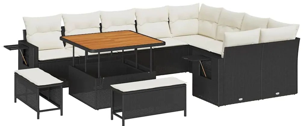vidaXL Σετ Καναπέ Κήπου 12 pcs Μαύρο συνθετικό ρατάν